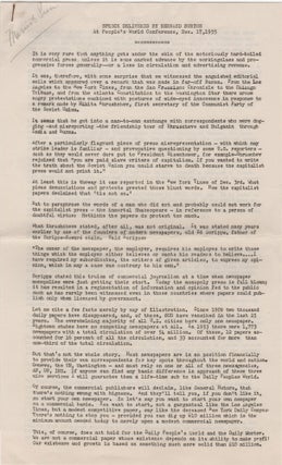 Item #206903 Speech Delivered by Bernard Burton; At People's World Conference, Dec. 17, 1955....