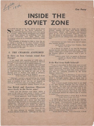 Item #206904 Inside the Soviet Zone. Soviet Union