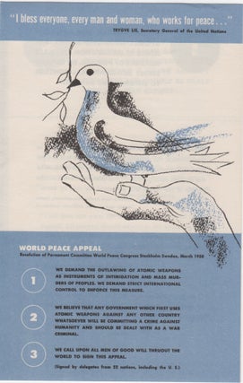 Item #206937 World Peace Appeal; Resolution of the Permanent Committee World Peace Congress...