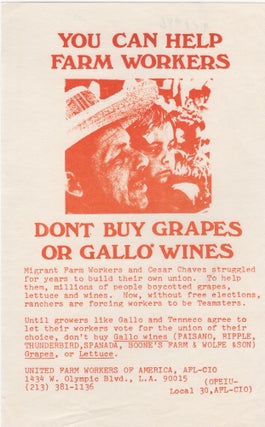 Item #206946 You Can Help Farm Workers - Dont Buy Grapes or Gallo Wines. Labor Movement, Farm...